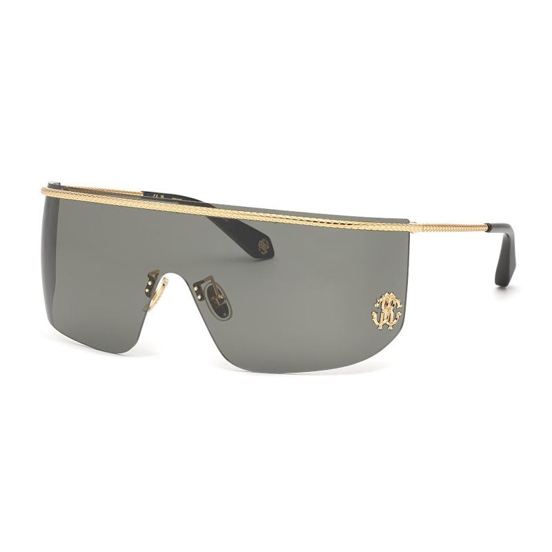 Roberto Cavalli Sunglasses Shield Rimless, Shiny Rose Gold Frame and Grey Lens SRC012M0300