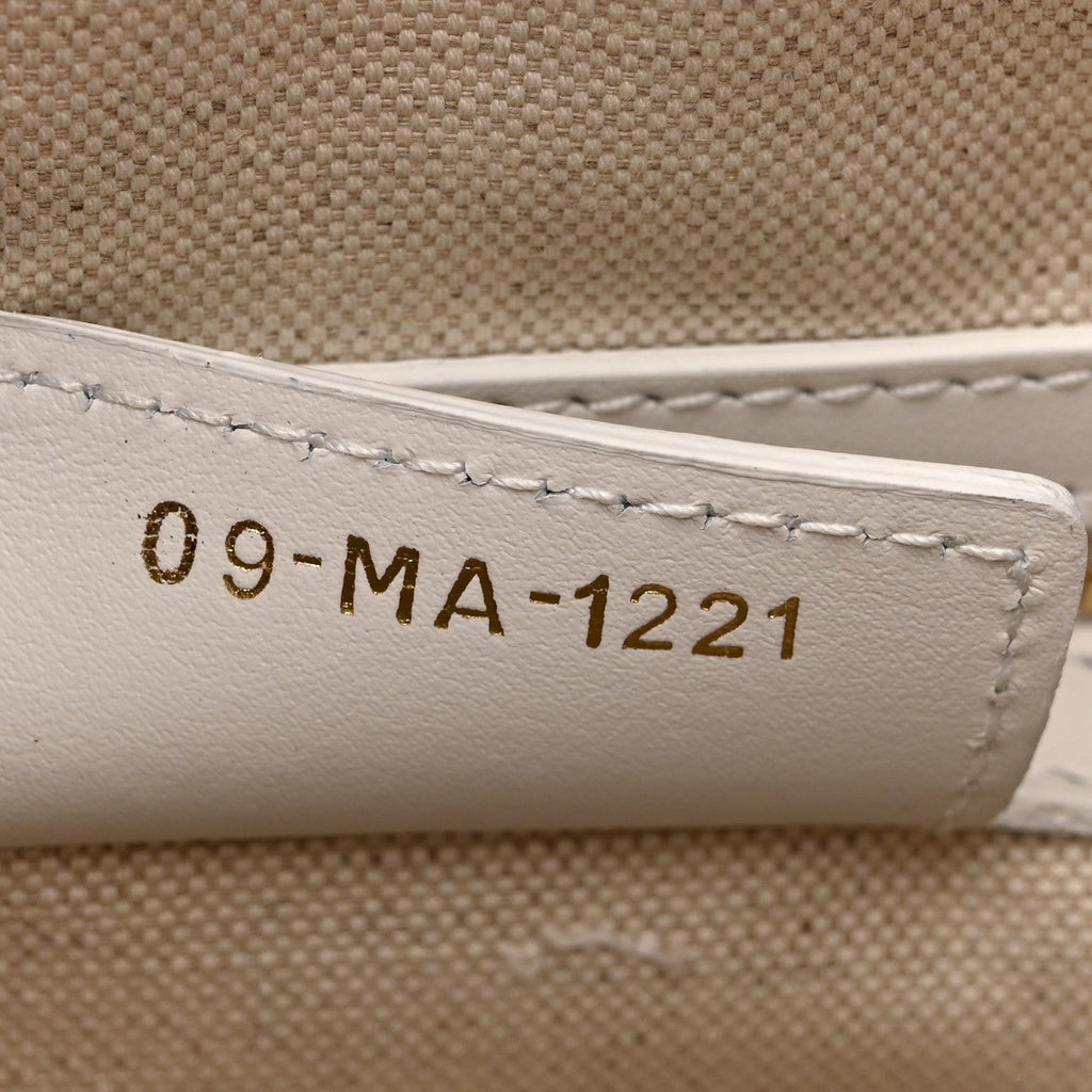 Calfskin Padded Macrocannage Medium Dior Vibe Zip Bowling Bag White Gold