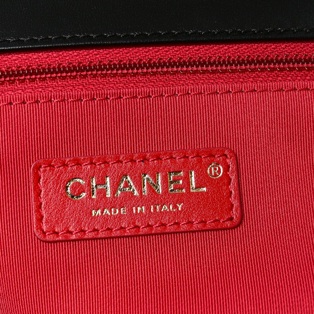 Lambskin Small Chain Handle Flap Bag Black