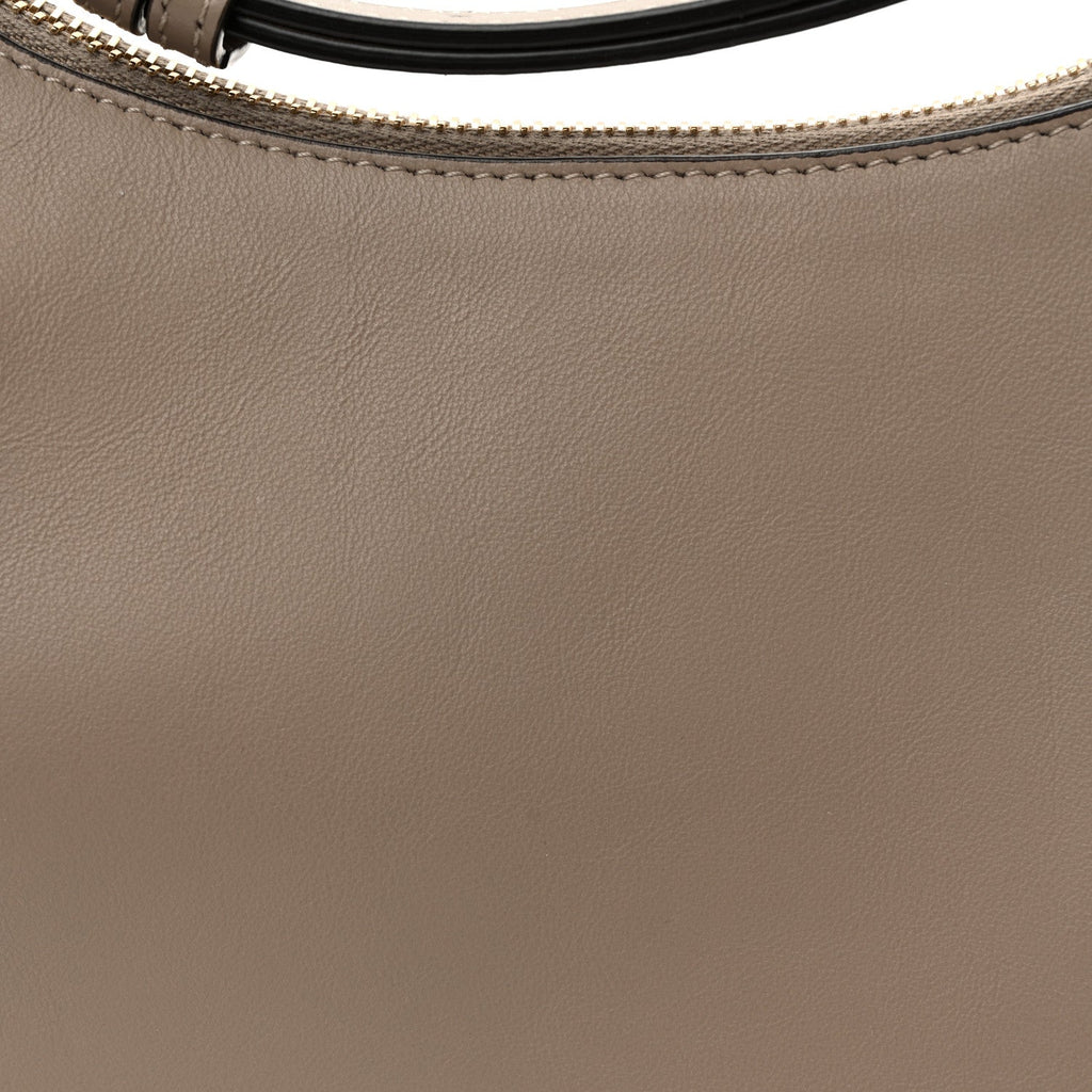 Vitello Grace Matte Small Fendigraphy Hobo Bag Tortora