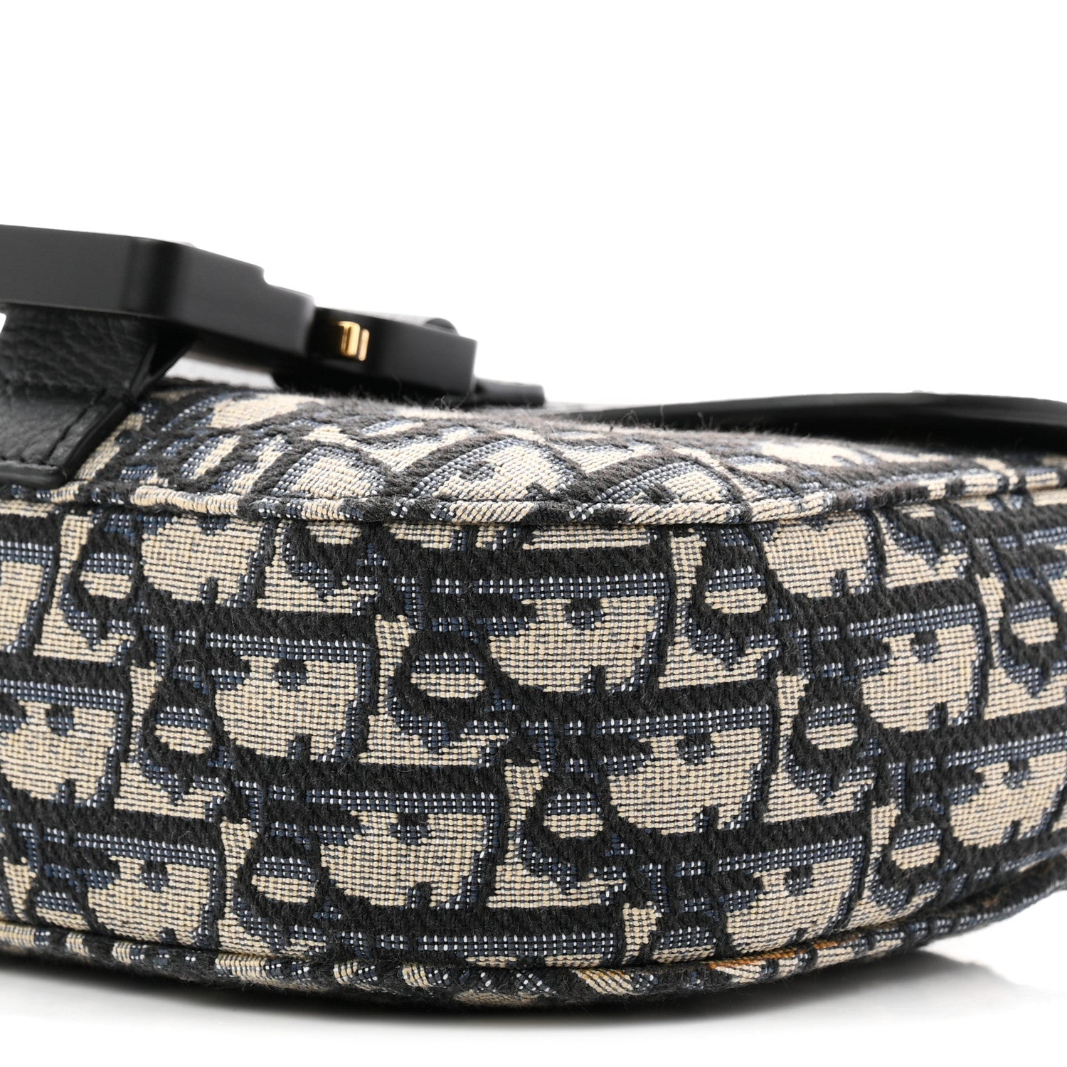 Grained Calfskin Oblique Mini Saddle Messenger Bag With Flap Beige Black
