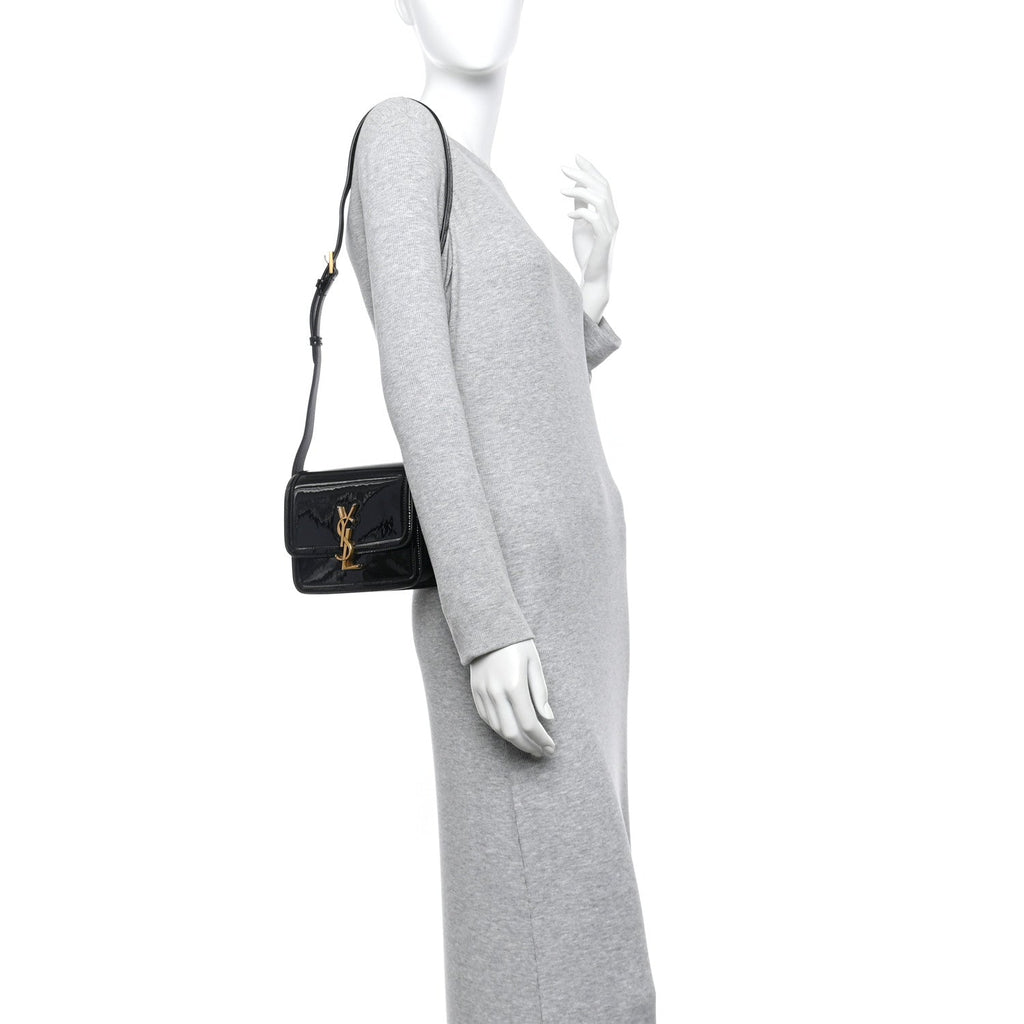 Vernice Diamond Small Solferino Satchel Black