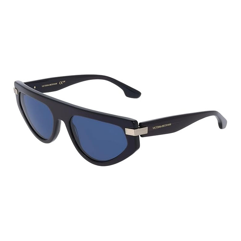 Victoria Beckham Sunglasses Rectangle Full Rim, Metallic Midnight Blue Frame and Blue Lens VB685S415