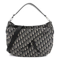 Oblique Soft Saddle Bag Beige Blue