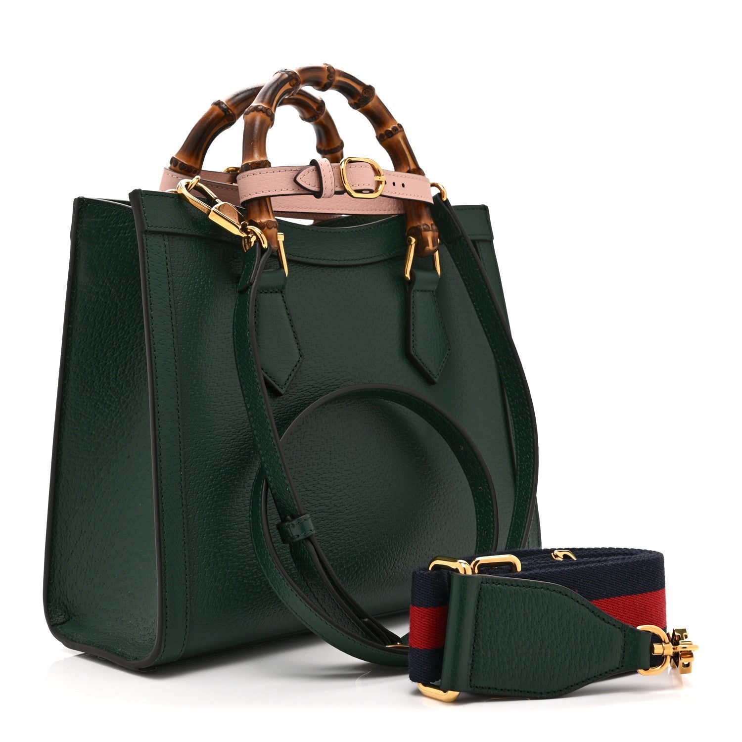 Wonka Grain Calfskin Small Diana Tote Bag Vintage Green Powder Pink
