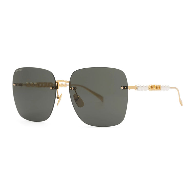 Gucci Sunglasses Square Rimless, Gold Frame and Brown Lens GG1923SA003