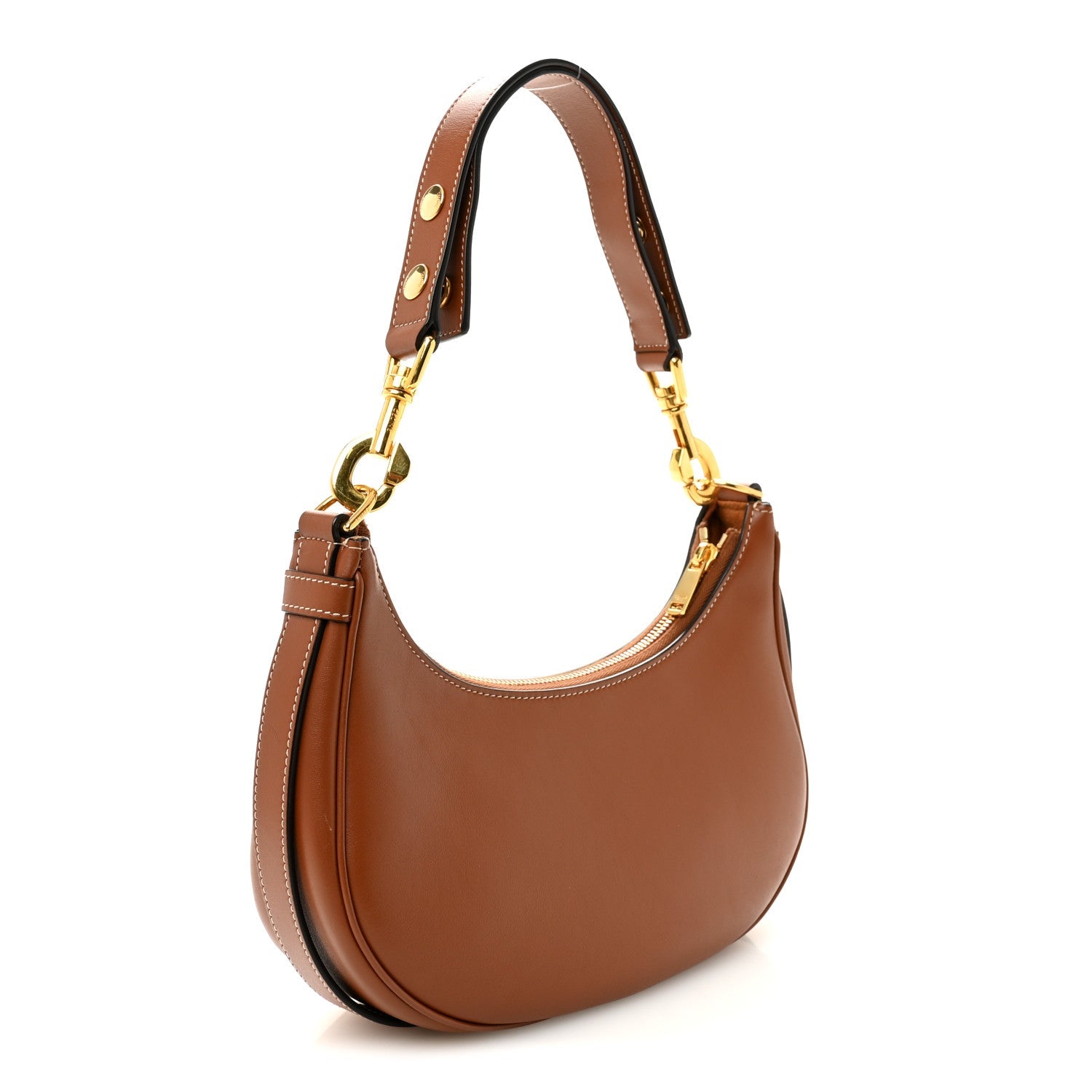 Smooth Calfskin Medium Strap Ava Shoulder Bag Tan