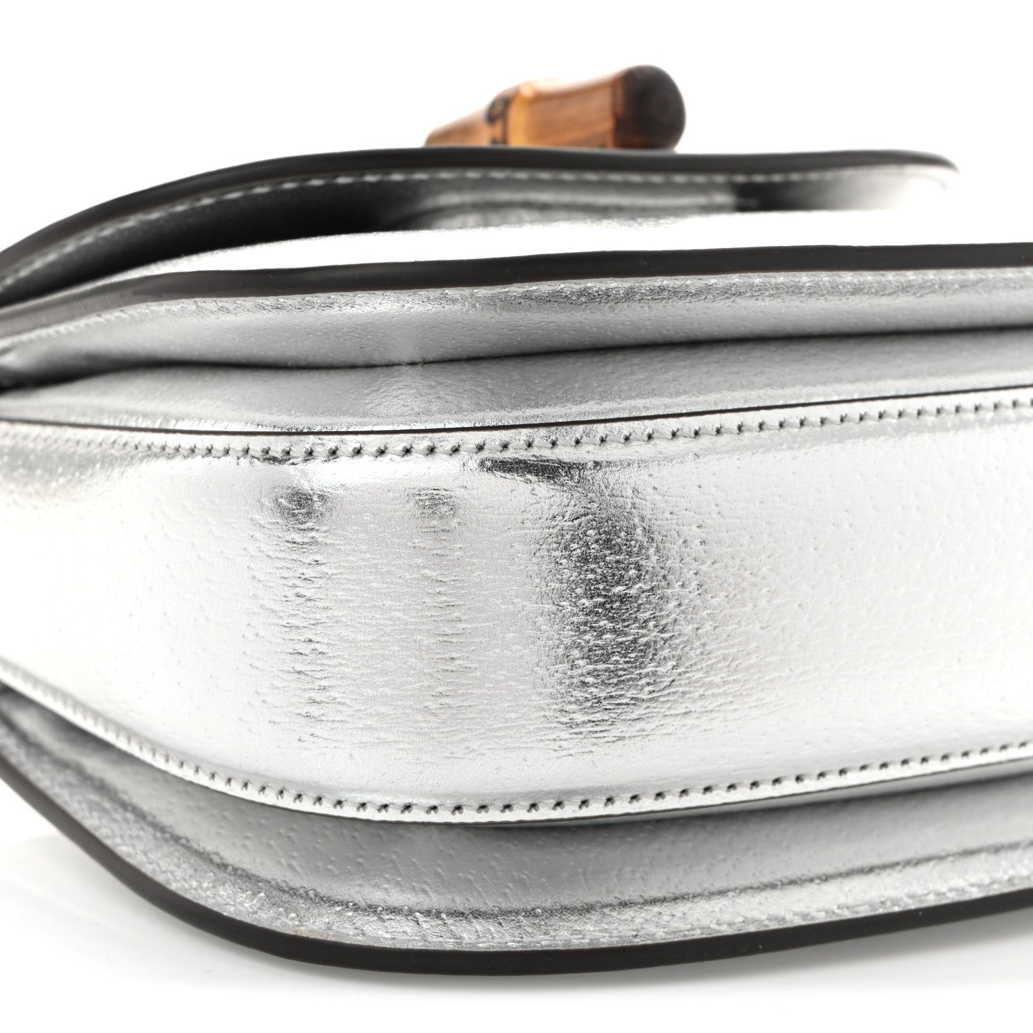 Boarded Dyana Lux Calfskin Mini Bamboo 1947 Top Handle Bag Silver
