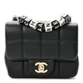 Lambskin Resin Crystal Square Quilted Mini Monacoco Flap Black