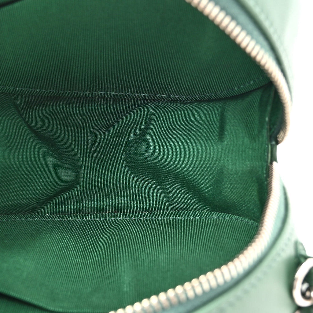 Lambskin Quilted Round Clutch With Chain Green