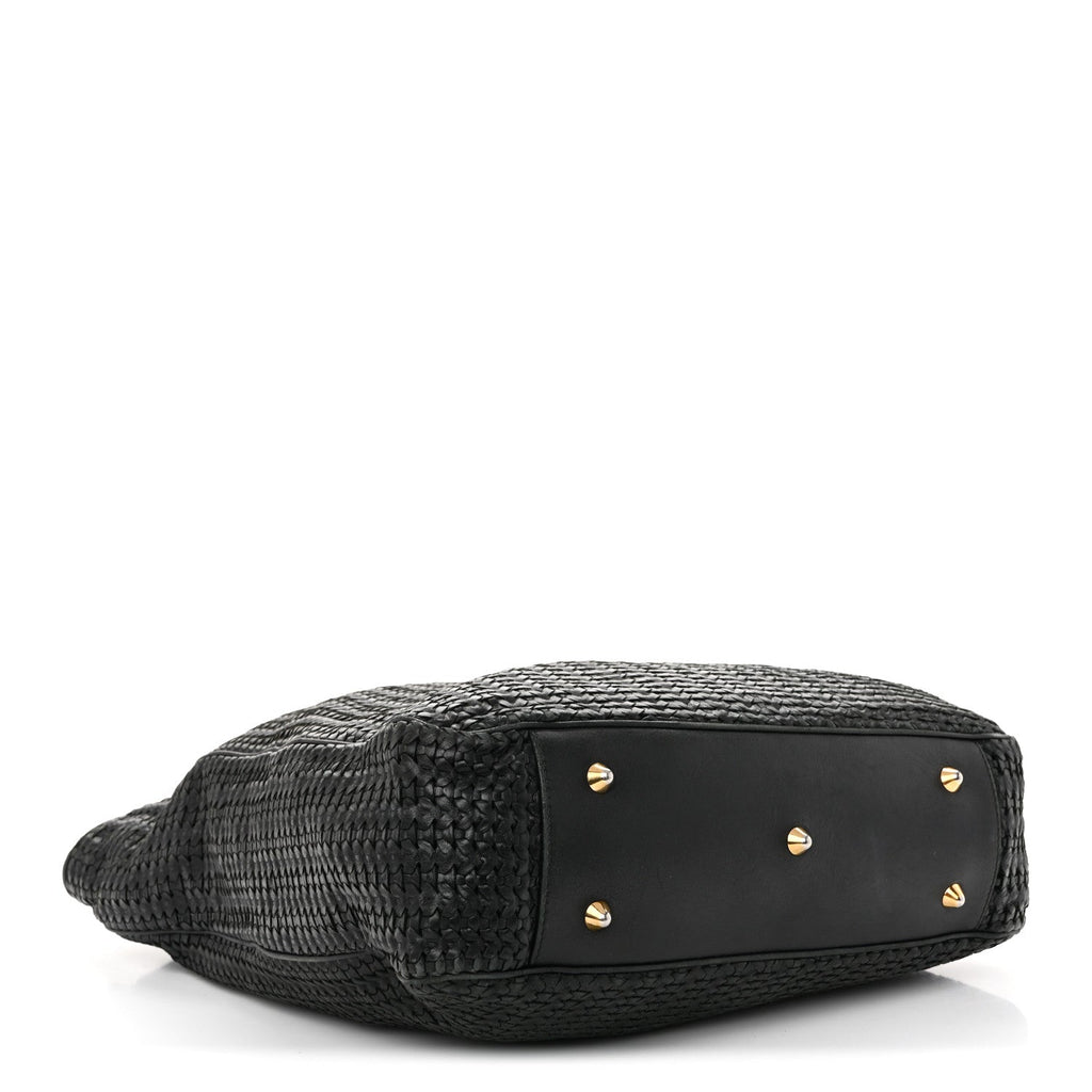 Lambskin Woven Dior Soft Shopping Tote Black