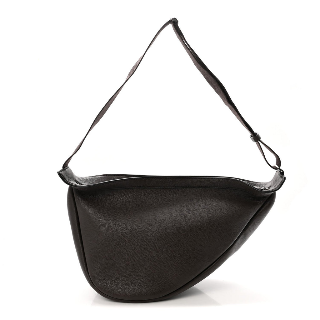 Grained Calfskin Large Slouchy Banana Bag Brunette