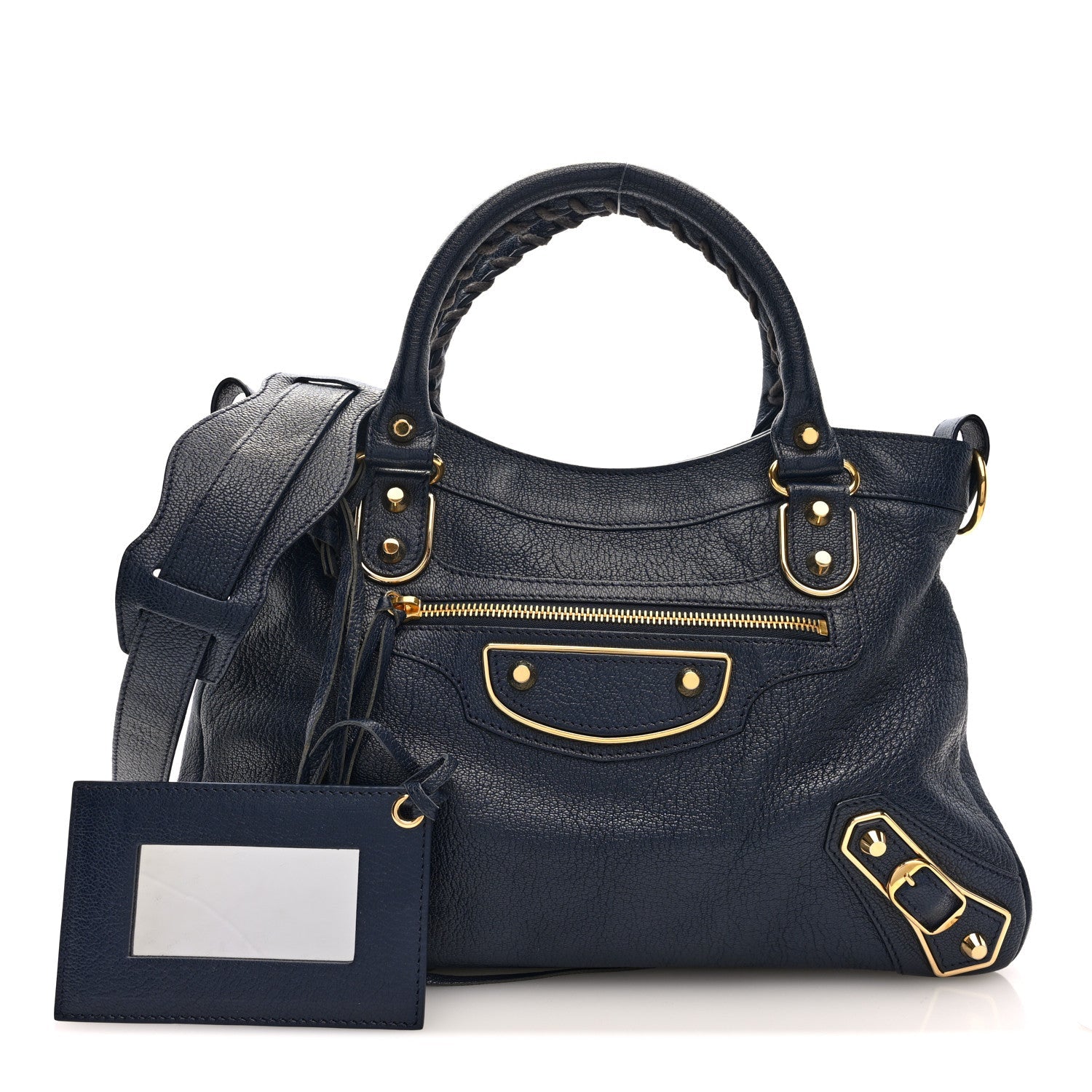 Chevre Gold Metallic Edge Hardware Town Bleu Nuit Dark Sea