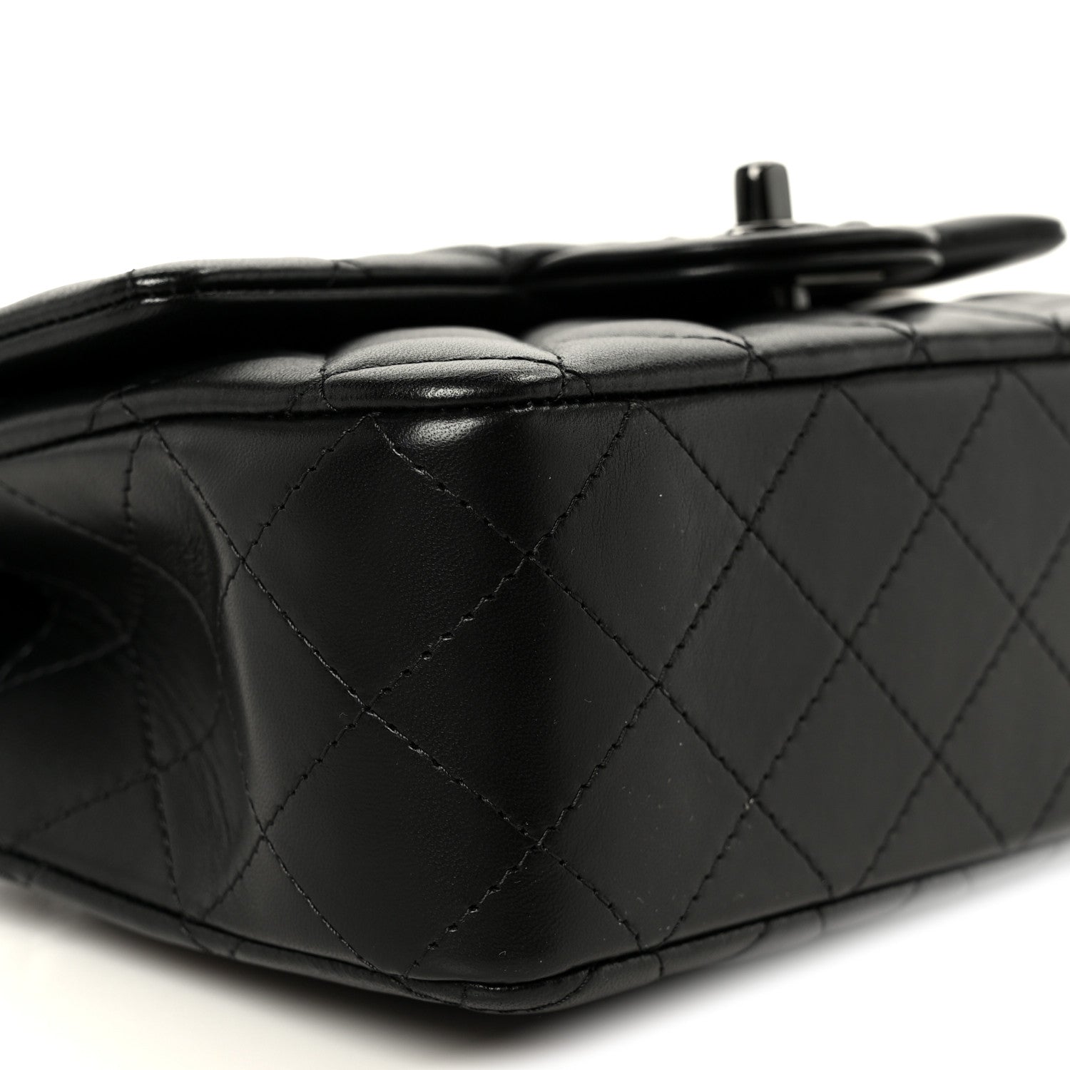 Lambskin Quilted Mini Top Handle Rectangular Flap So Black