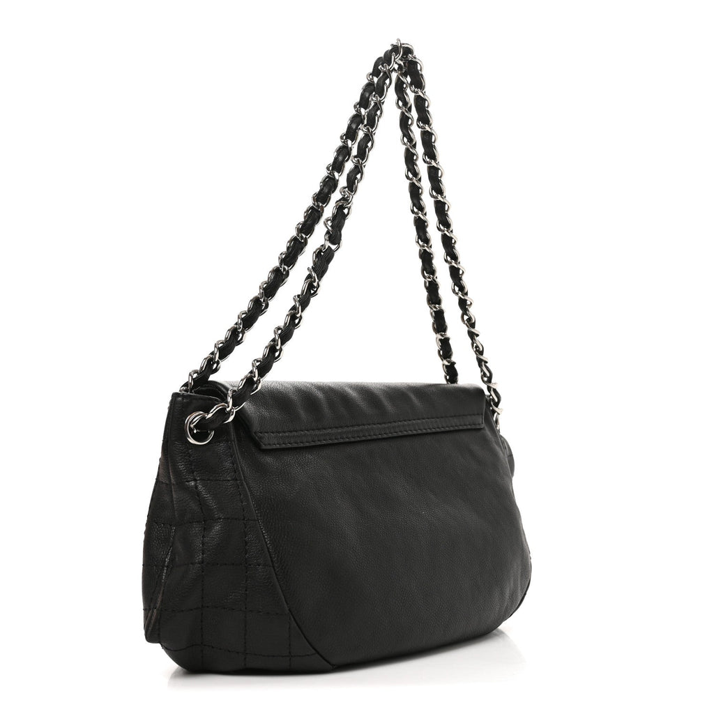 Caviar Half Moon Large Flap Black