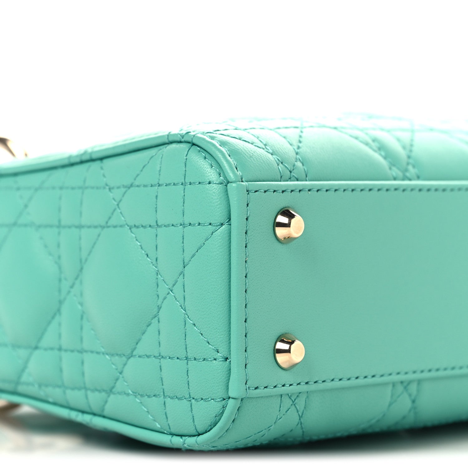 Lambskin Cannage Mini Lady Dior Cobalt Green