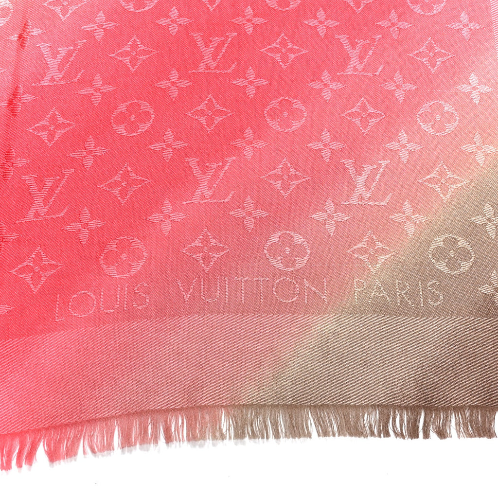 Silk Wool Monogram Tie Dye Shawl Rose
