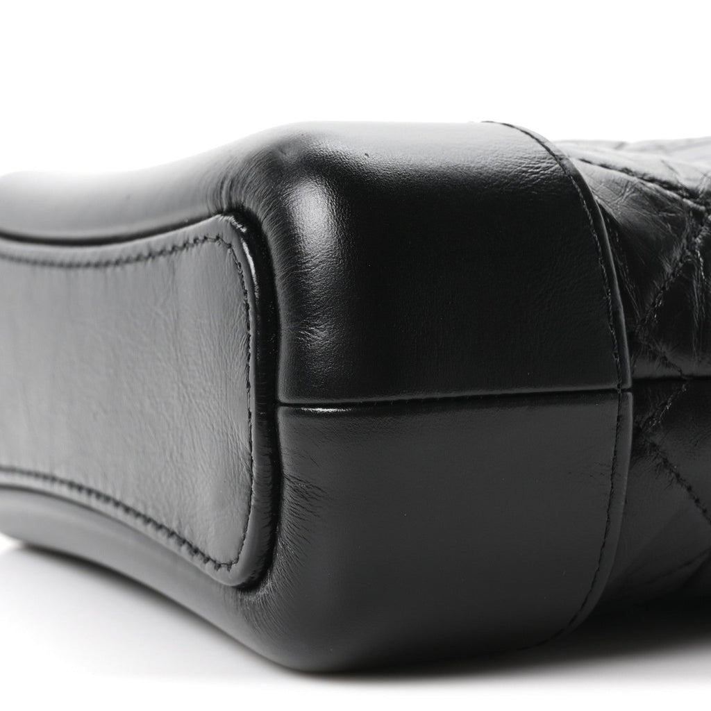 Aged Calfskin Quilted Small Gabrielle Hobo So Black