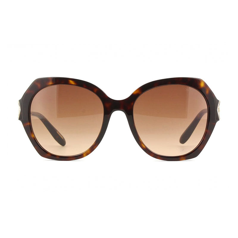 Chopard Sunglasses Round Full Rim, Shiny Brown Havana/Gold Frame and Brown Gradient Lens SCH354V0743
