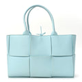 Grained Calfskin Maxi Intrecciato Small Arco Tote Pale Blue