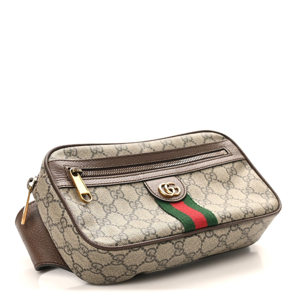 Soft GG Supreme Monogram Medium Ophidia Belt Bag Dark Brown