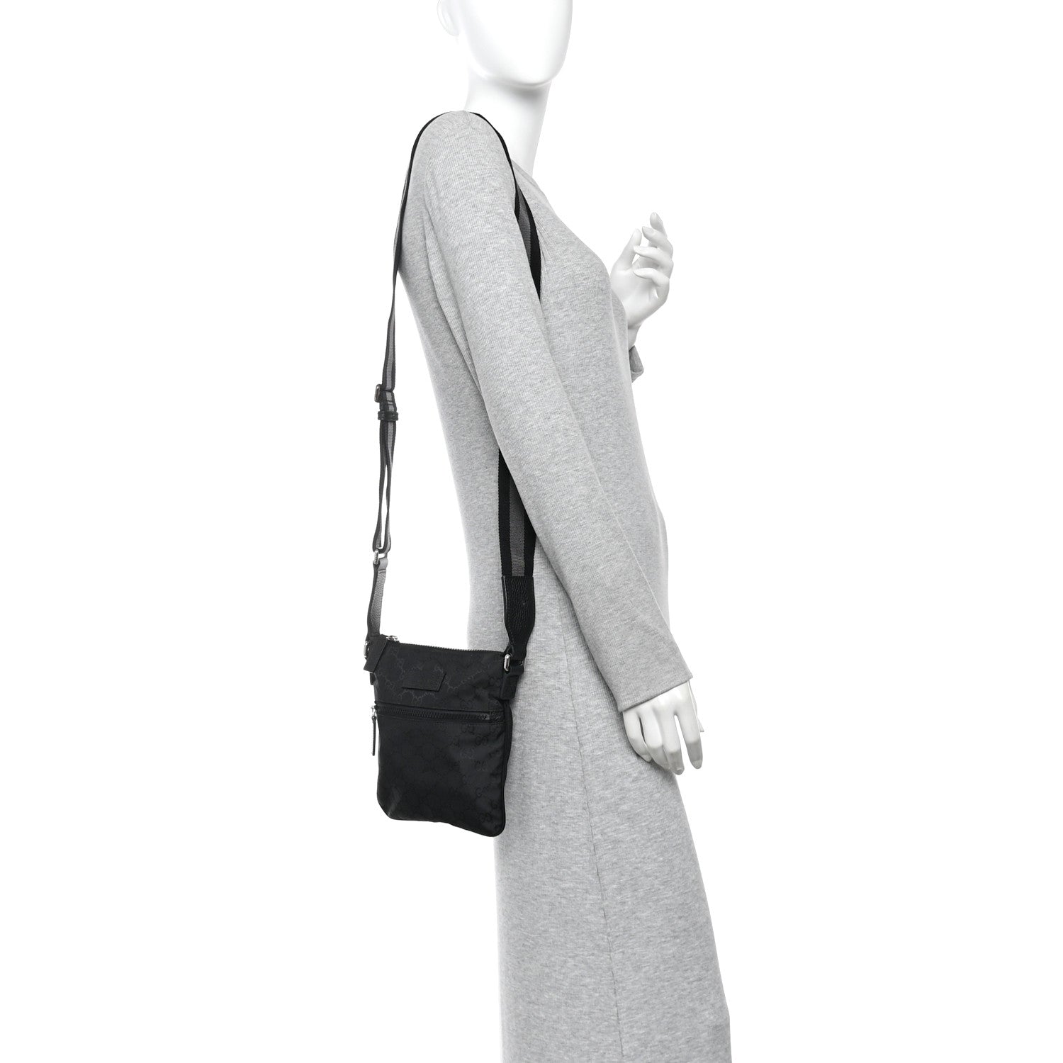 Nylon Monogram Mini Flat Messenger Bag Black