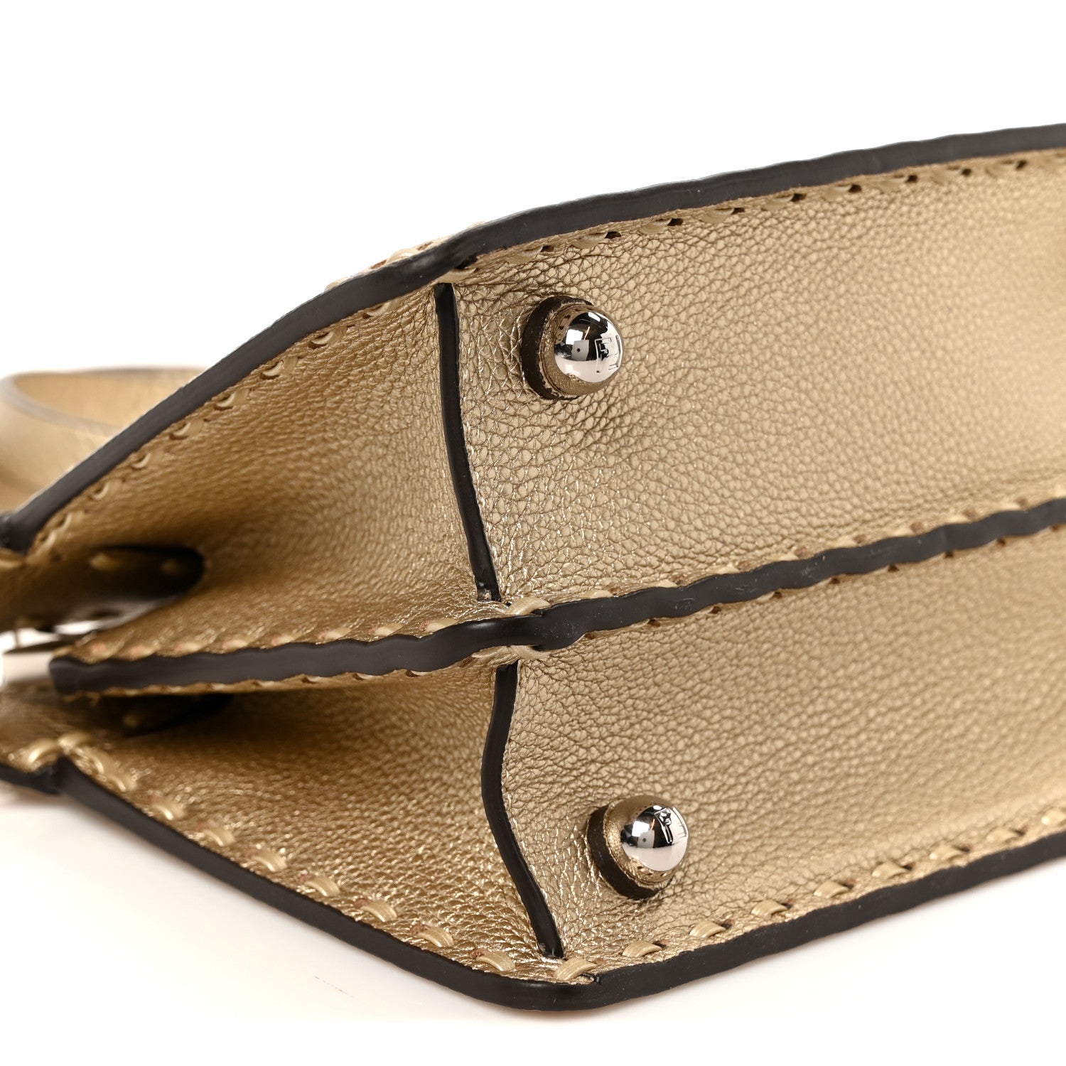 Metallic Cuoio Roma Sellerissima Nappa Sintetica Tape Stitch Petite Peekaboo I SEE U Iconic Satchel Platino