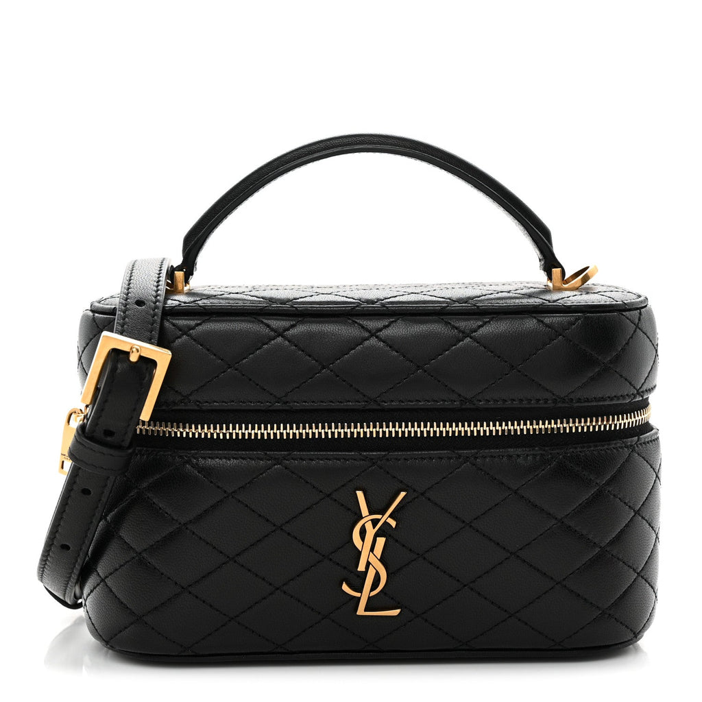 Lambskin Quilted Mini Gaby Vanity Case Black