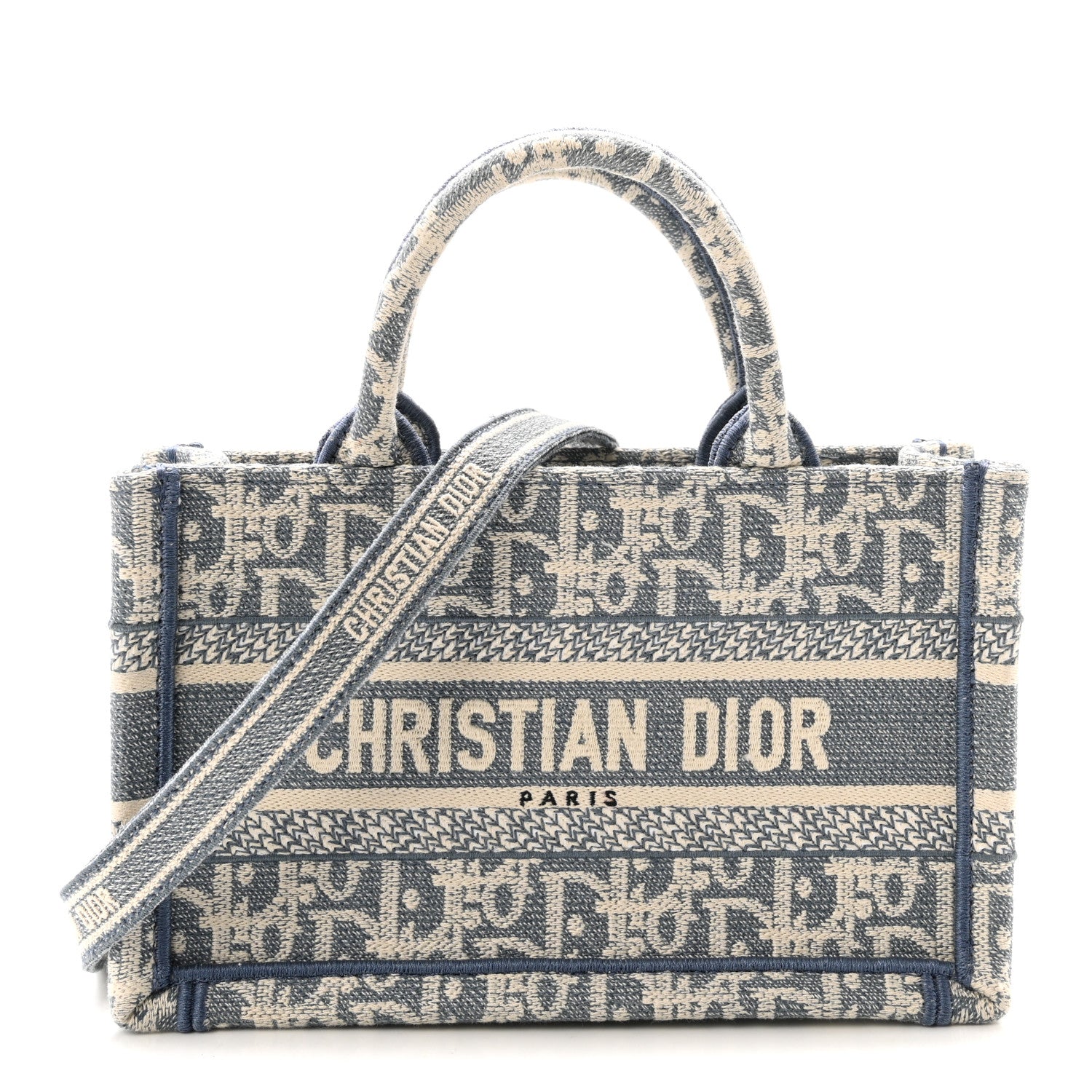 Oblique Mini Book Tote With Strap Light Blue Multicolor