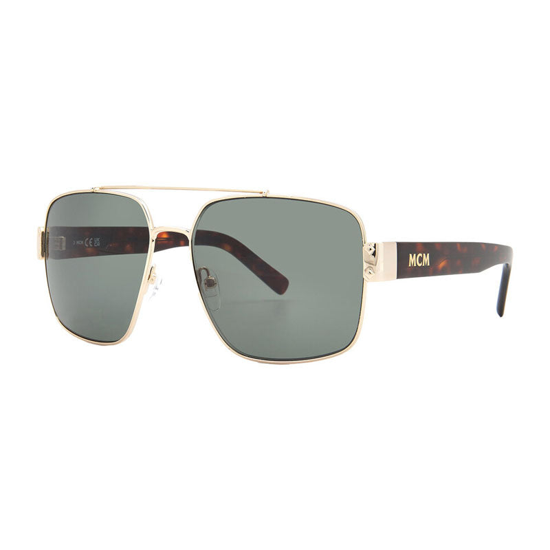 MCM Sunglasses Aviator Full Rim, Gold Frame and Green Lens MW000832N