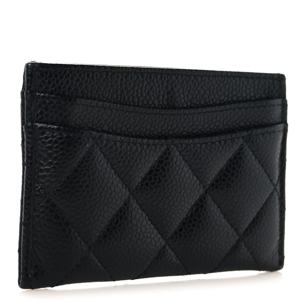 Caviar Quilted Card Holder Black
