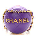 Lambskin CC Minaudiere Sphere Chain Clutch Purple