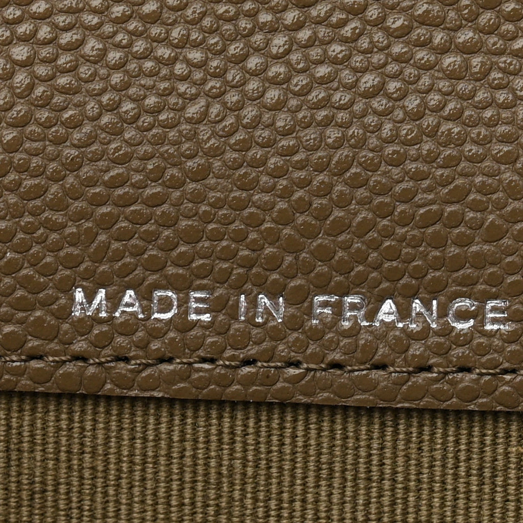 Caviar Quilted Flap Card Holder Wallet Dark Khaki