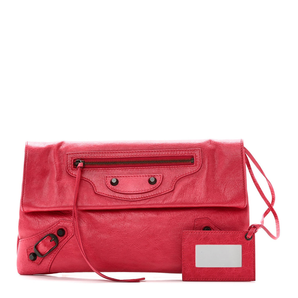 Agneau Classic Hardware Envelope Clutch Rose Thulian