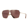Tom Ford Sunglasses Aviator Full Rim, Shiny Rose Gold Frame and Brown Lens FT118528E