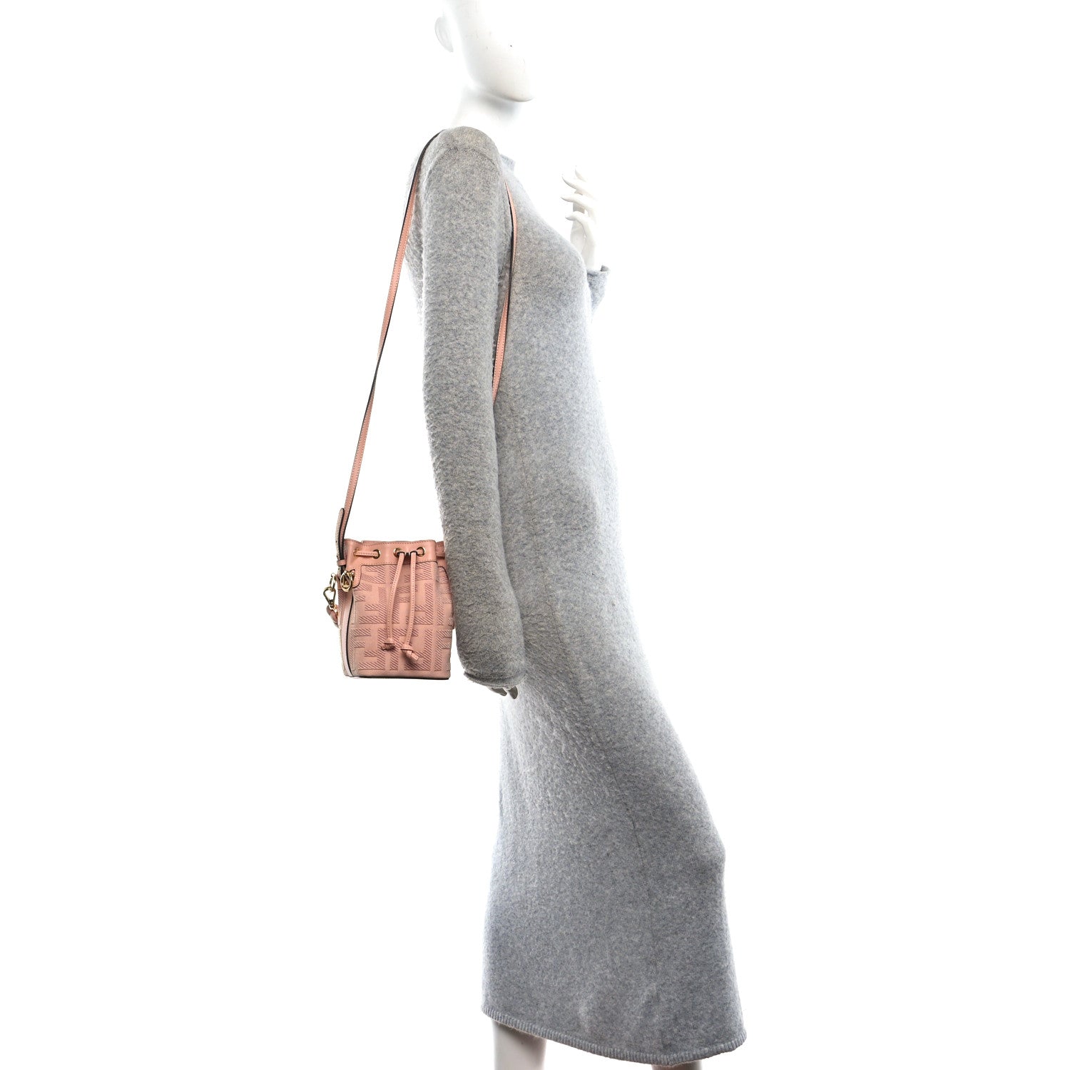 Canvas Nappa F is Fendi FF Embroidered Mini Mon Tresor Bucket Bag Baby Pink