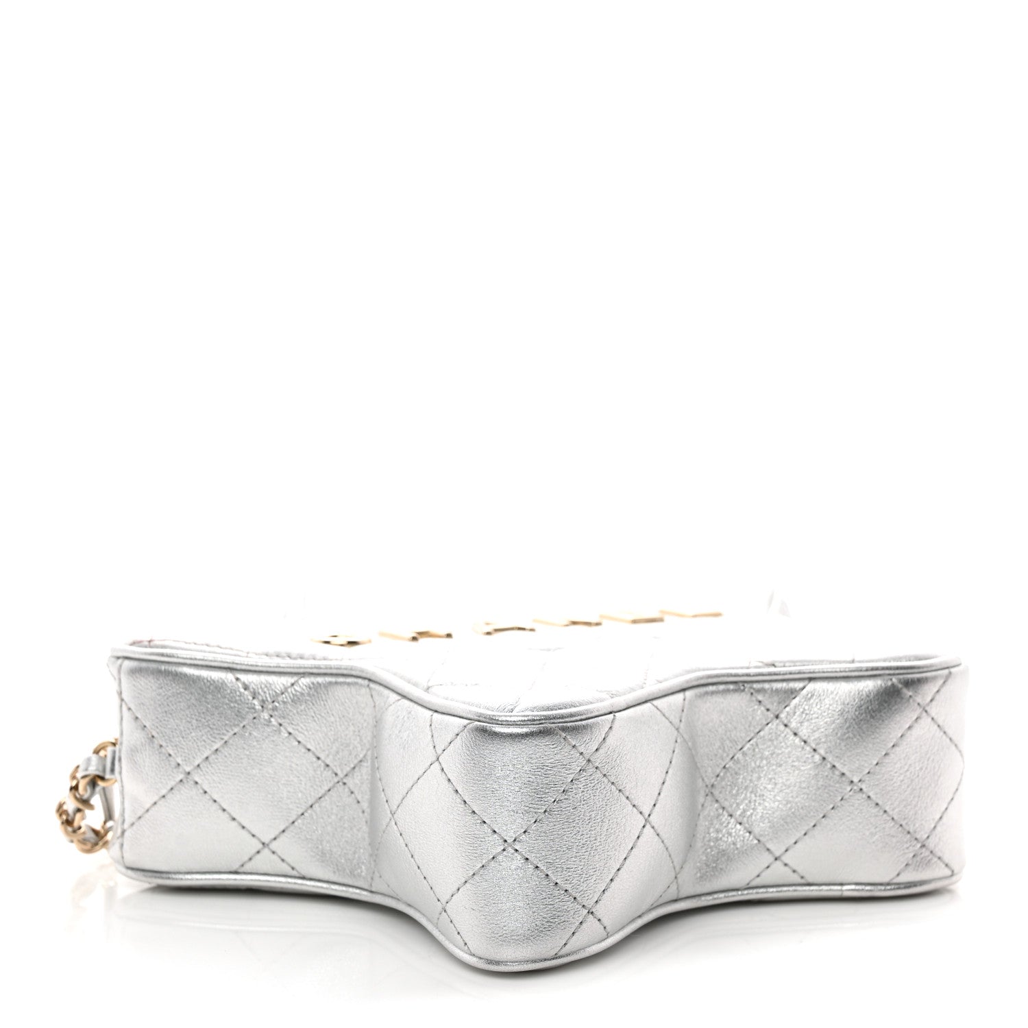 Metallic Lambskin Quilted Walk Of Fame Star Bag Silver