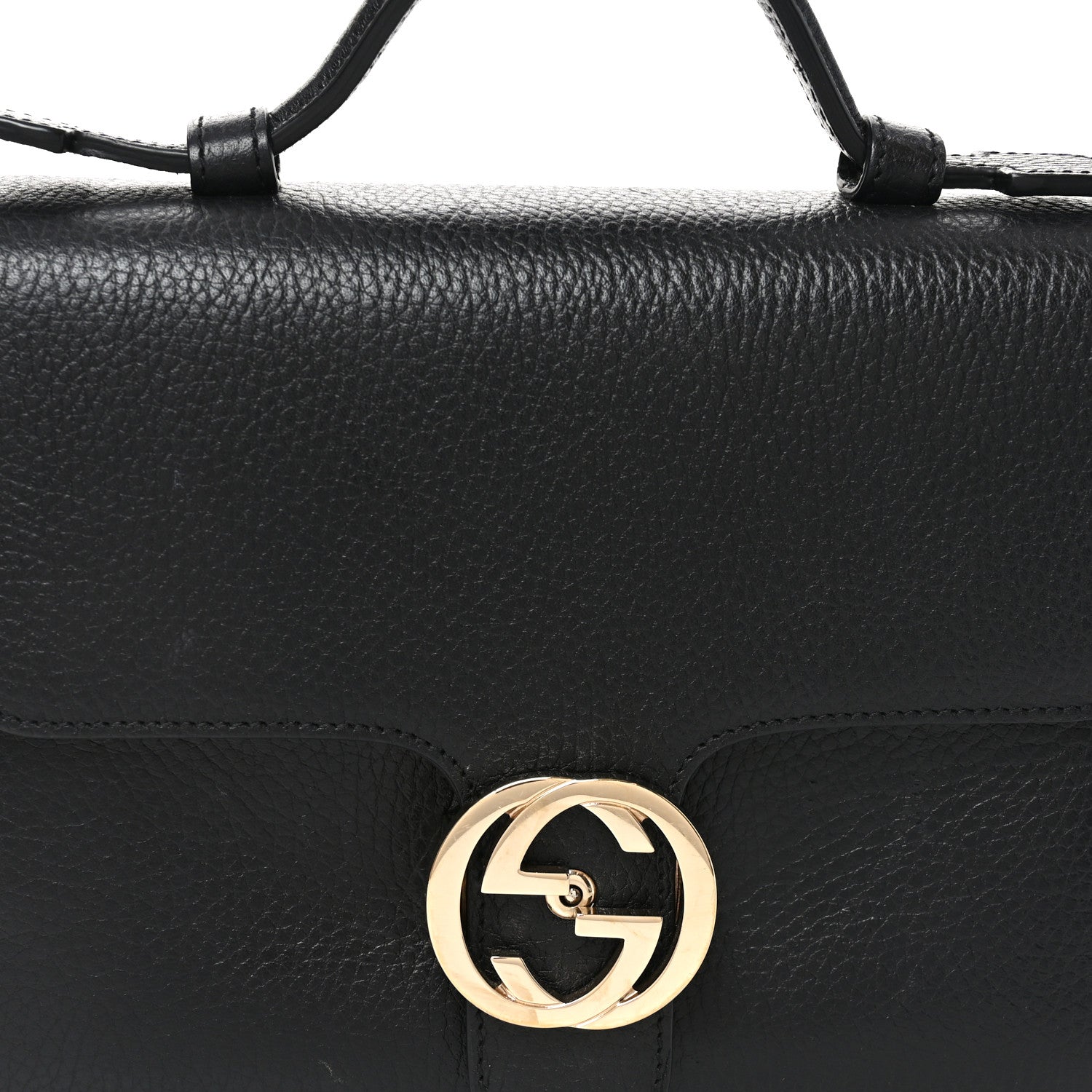 Dollar Calfskin Interlocking G Top Handle Shoulder Bag Black