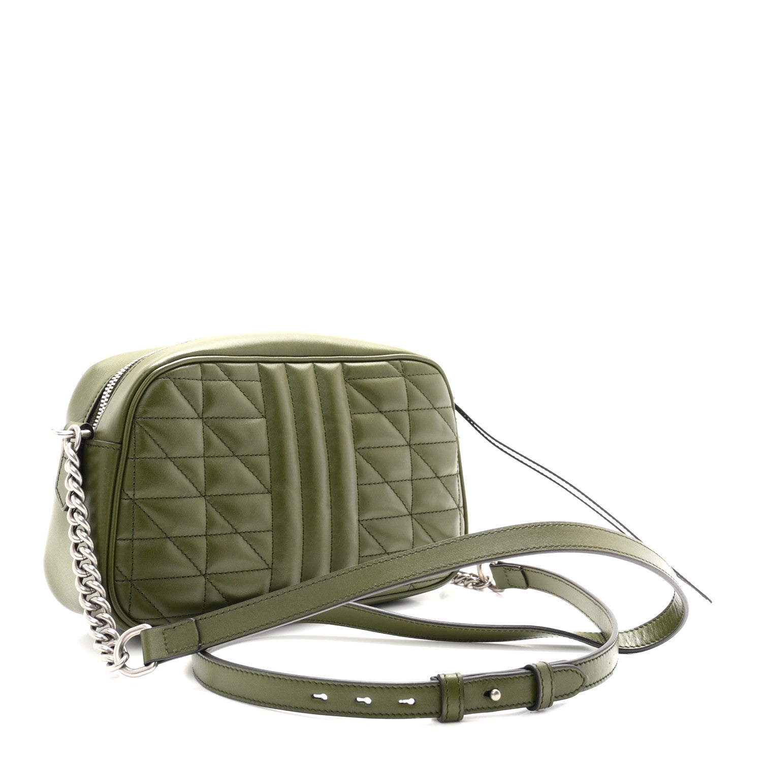 Calfskin Matelasse Aria Small GG Marmont Chain Shoulder Bag Military Wood
