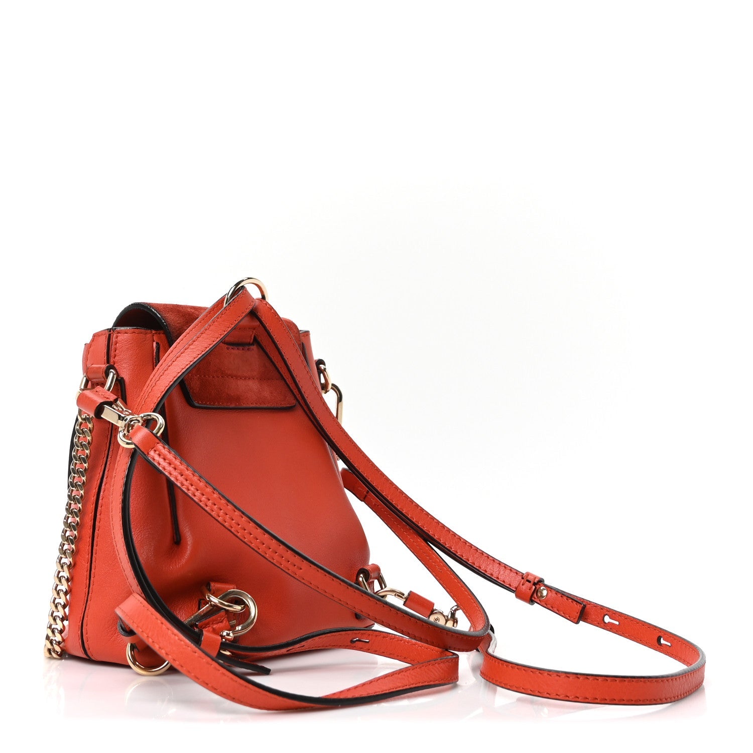 Suede Calfskin Mini Faye Backpack Sepia Red