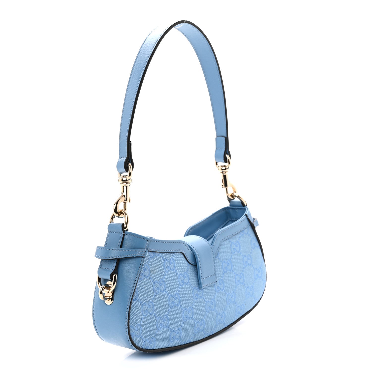 Calfskin Monogram Mini Moon Side Shoulder Bag Blue Blue Blue
