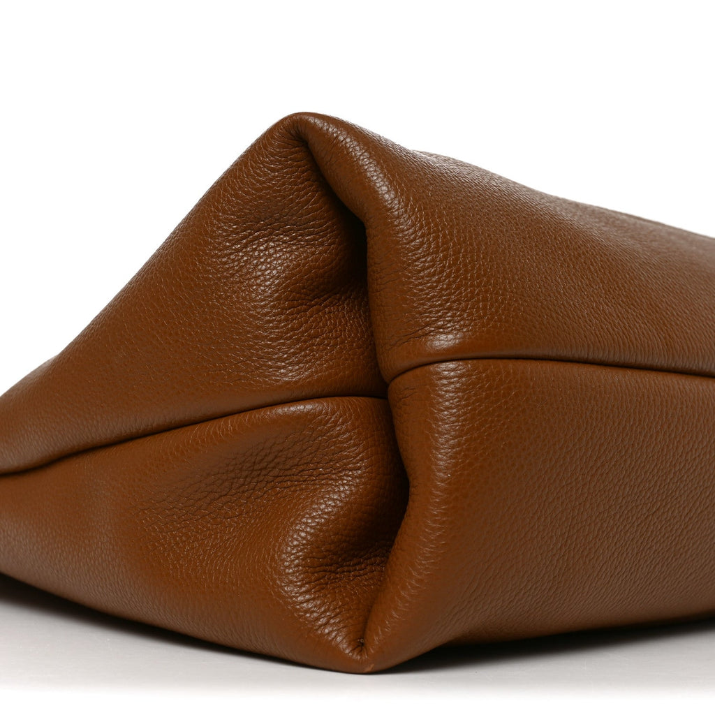 Grained Calfskin Softbit Maxi Shoulder Bag Brown