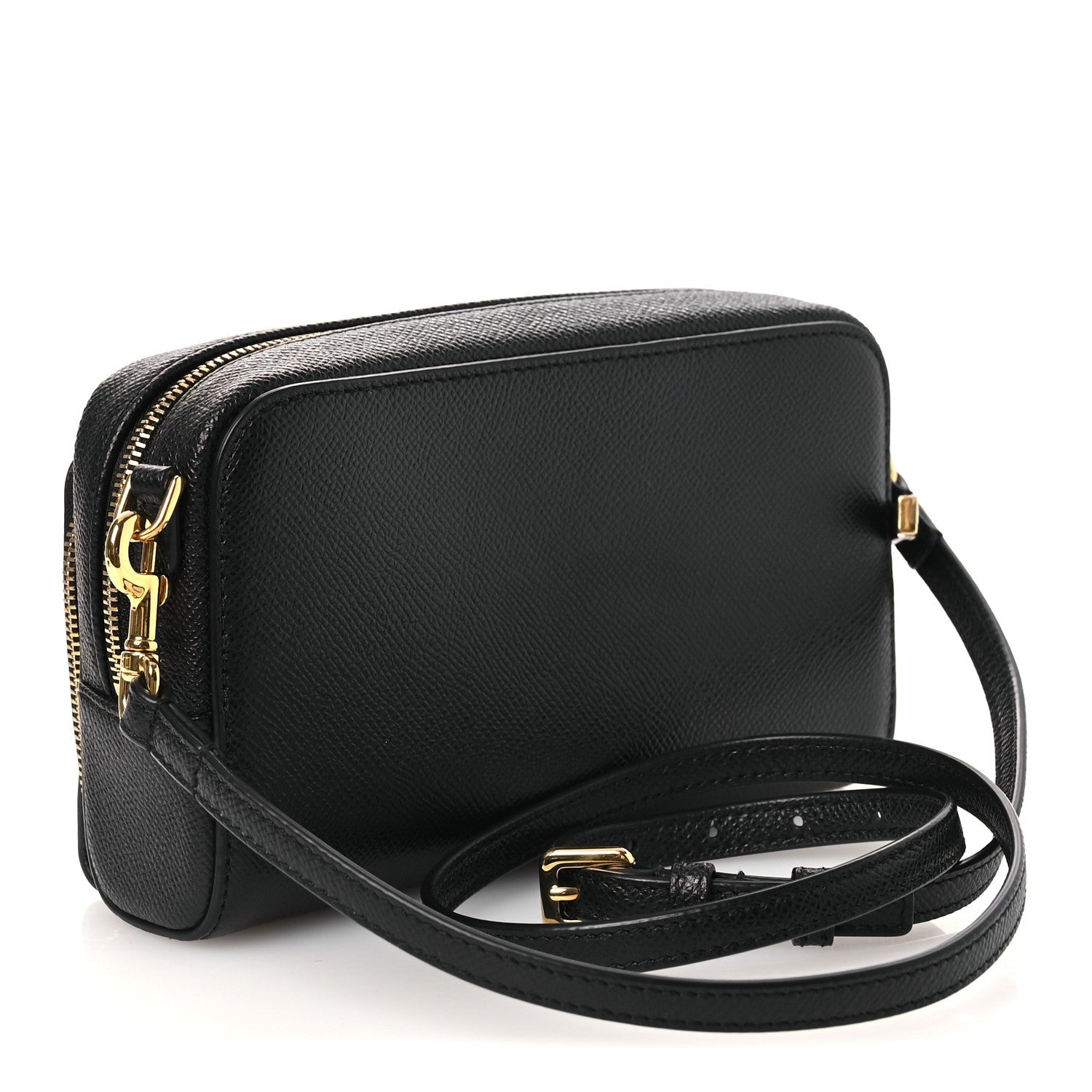 Grained Calfskin Caro Double Pouch Black