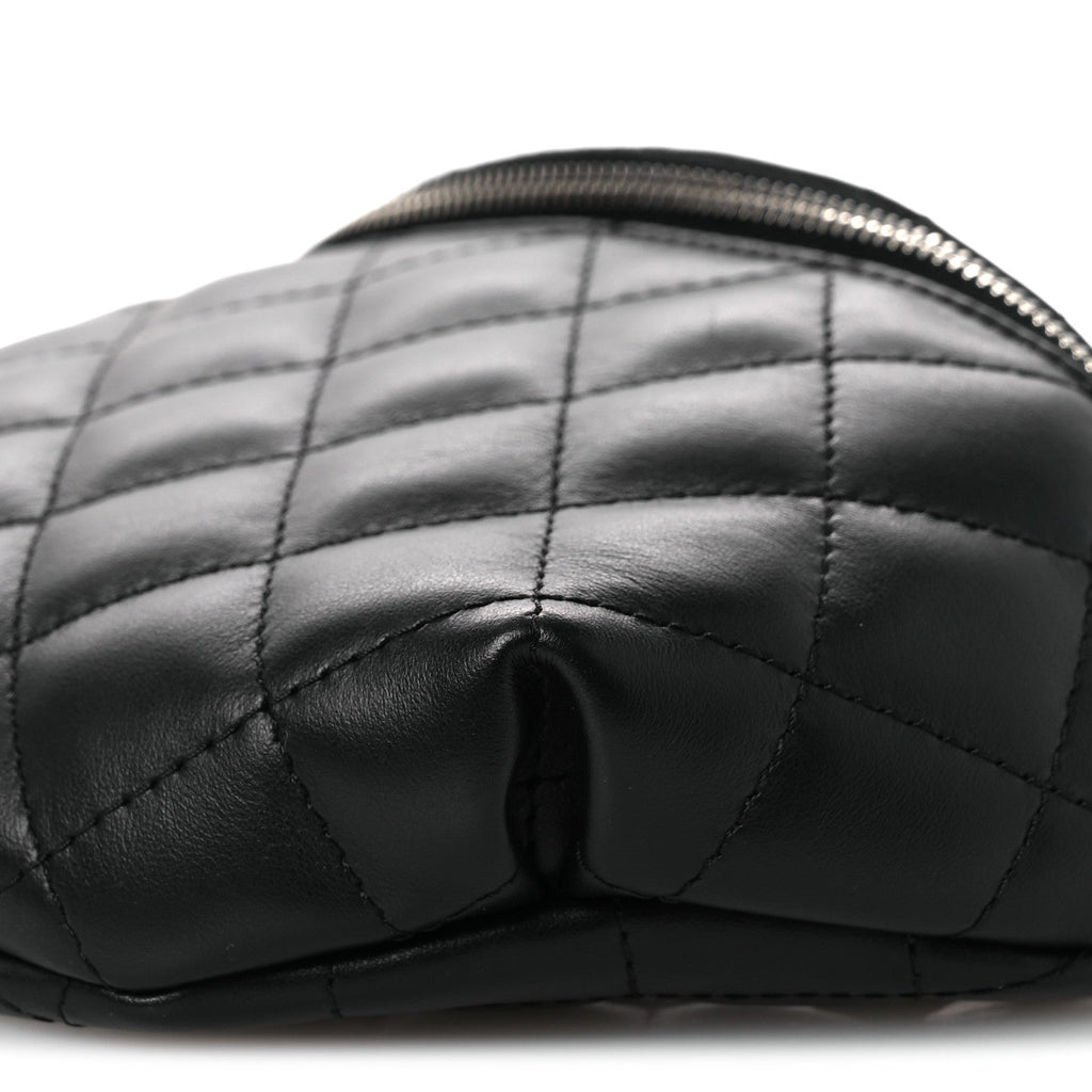 Calfskin Quilted Uniform Waist Belt Bag Black