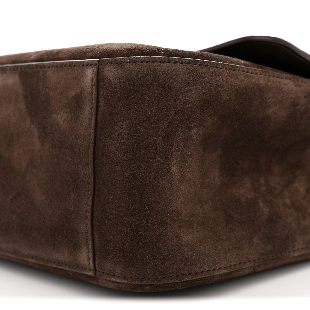 Suede Calfskin Small Souplissimo Maxi Flap Dark Brown