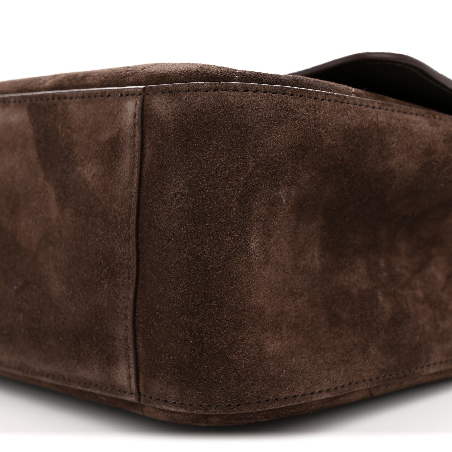 Suede Calfskin Small Souplissimo Maxi Flap Dark Brown