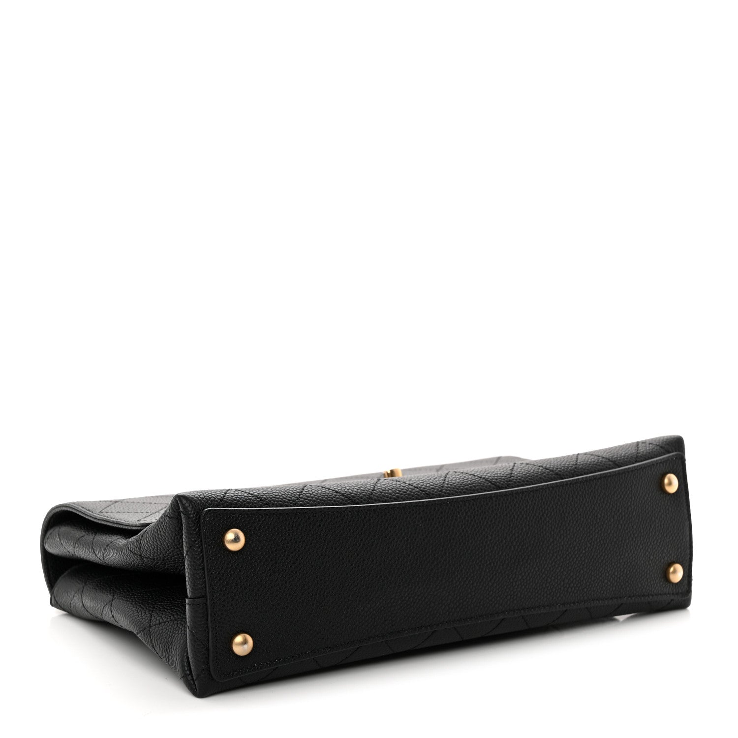 Grained Calfskin Stitched Flap Black