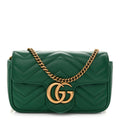 Calfskin Matelasse Super Mini GG Marmont Shoulder Bag Emerald Green