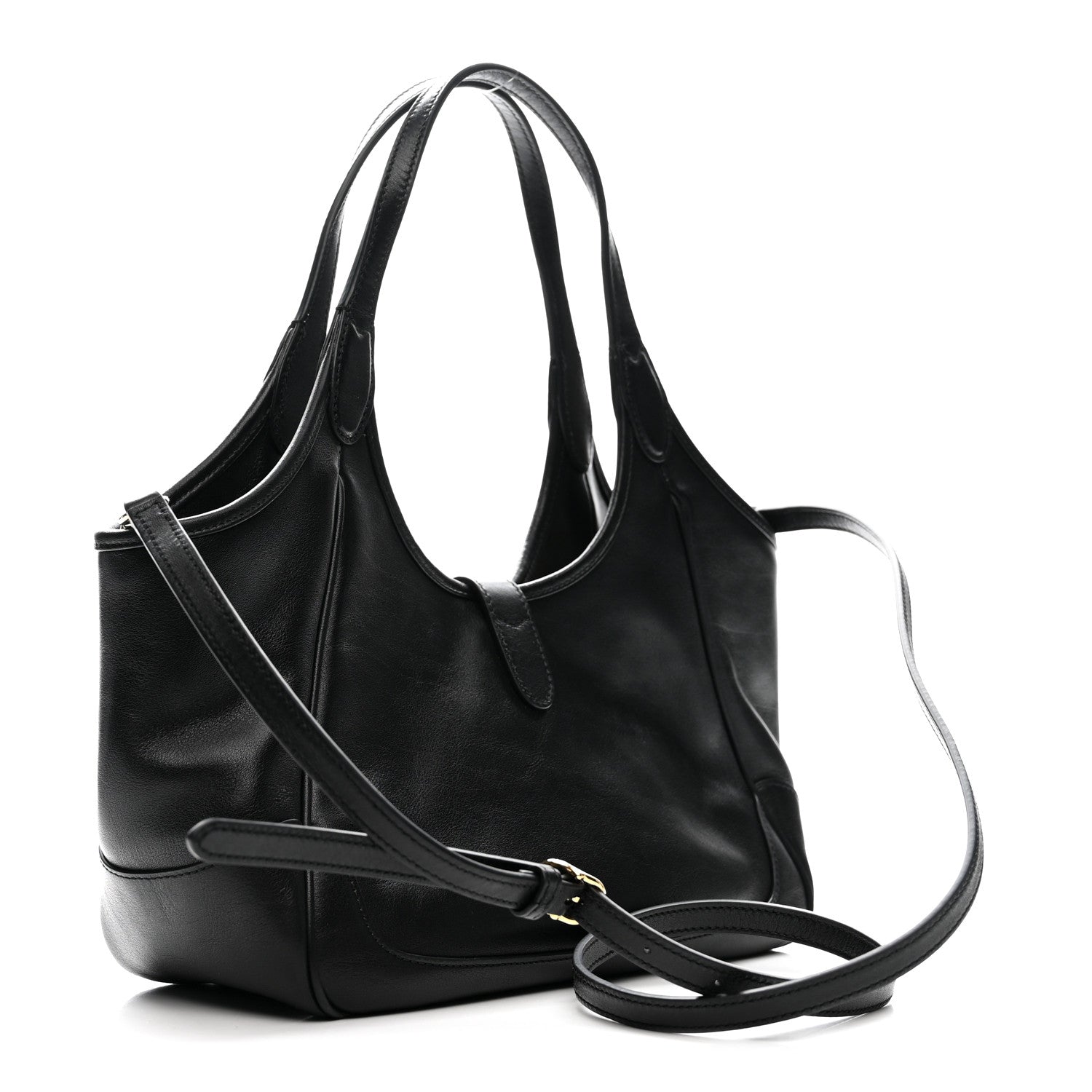 Soft Calfskin Small Mercato Tote Bag Black