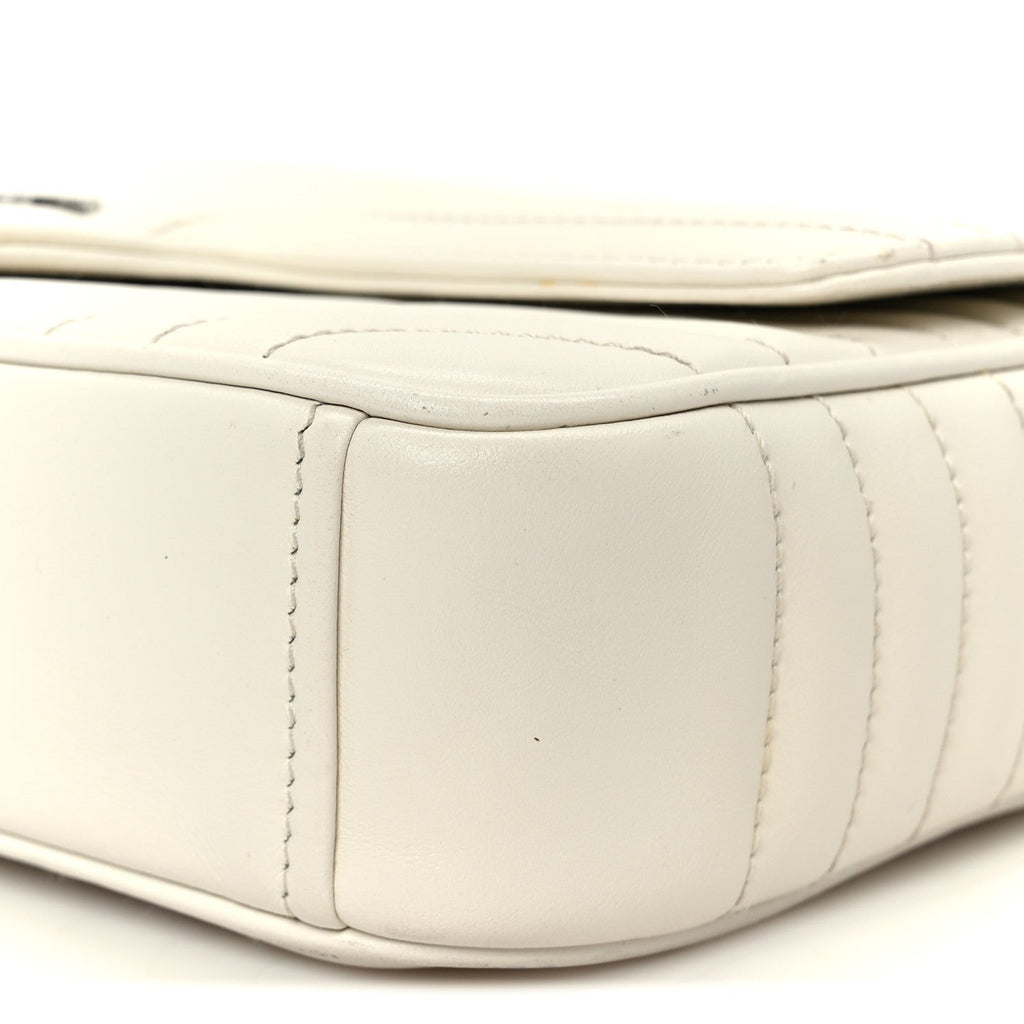 Soft Calfskin Impunture Diagramme Medium Chain Flap Shoulder Bag White